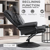 HOMCOM Swivel Recliner Chair with Footstool, PU Leather Recliner Armchair with Ottoman, Steel Base, Upholstered Reclining Chair for Living Room, Bedroom, Office, Black