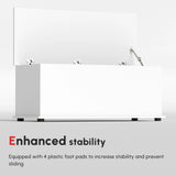 HOMCOM 113L Storage Chest, Storage Box with Flip-Top Lid and 2 Safety Hinges, Storage Trunk for Living Room, Entryway, 100 x 40 x 40 cm, White