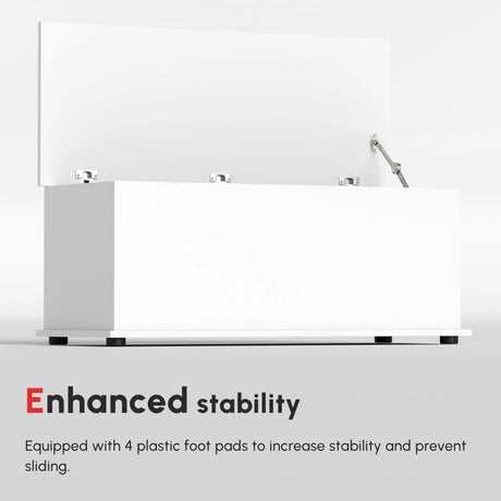 HOMCOM 113L Storage Chest, Storage Box with Flip-Top Lid and 2 Safety Hinges, Storage Trunk for Living Room, Entryway, 100 x 40 x 40 cm, White