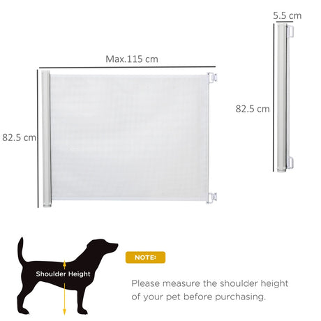 PawHut Retractable Stair Gate,  Dog Pet Barrier, for Doorway, Staircase, Hallway - White