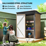 Outsunny 5 x 3ft Corrugated Steel Storage Shed, with Lock - Brown