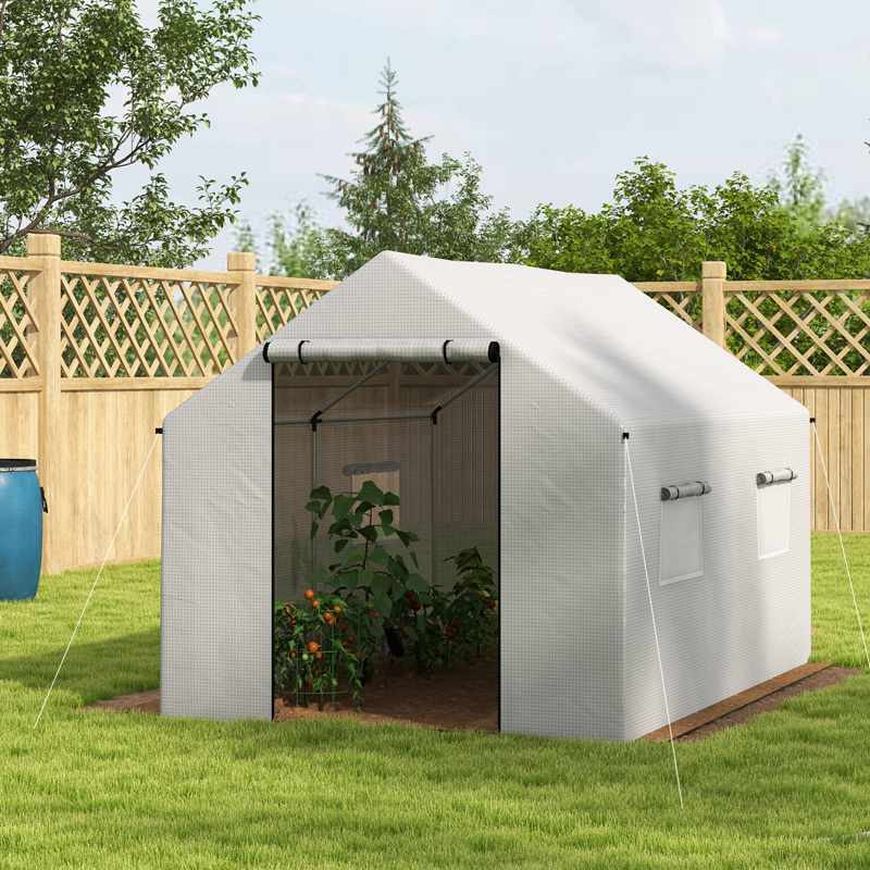 Outsunny Polyethylene Walk-in Polytunnel Greenhouse, 2 x 3(m), White