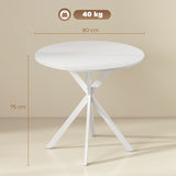 HOMCOM 80cm Industrial Round Dining Table - White
