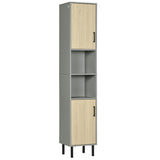 kleankin Freestanding Bathroom Storage, Tall Bathroom Cabinet with Door and Adjustable Shelves, 31.4x30x165cm