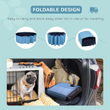 PawHut Foldable Dog Paddling Pool Pet Cat Swimming Pool Indoor/Outdoor Collapsible Summer Bathing Tub Shower Tub Puppy Washer (Φ120 × 30H cm, Blue)