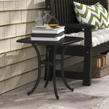 Outsunny Cast Aluminium Bistro Table, Outdoor Square Side Table with Umbrella Hole, Garden Table for Balcony, Black