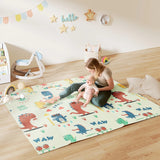 AIYAPLAY Baby Play Mat, Double Sideded Foldable Kids Crawling Mat, Reversible & Waterproof, Dinosaur