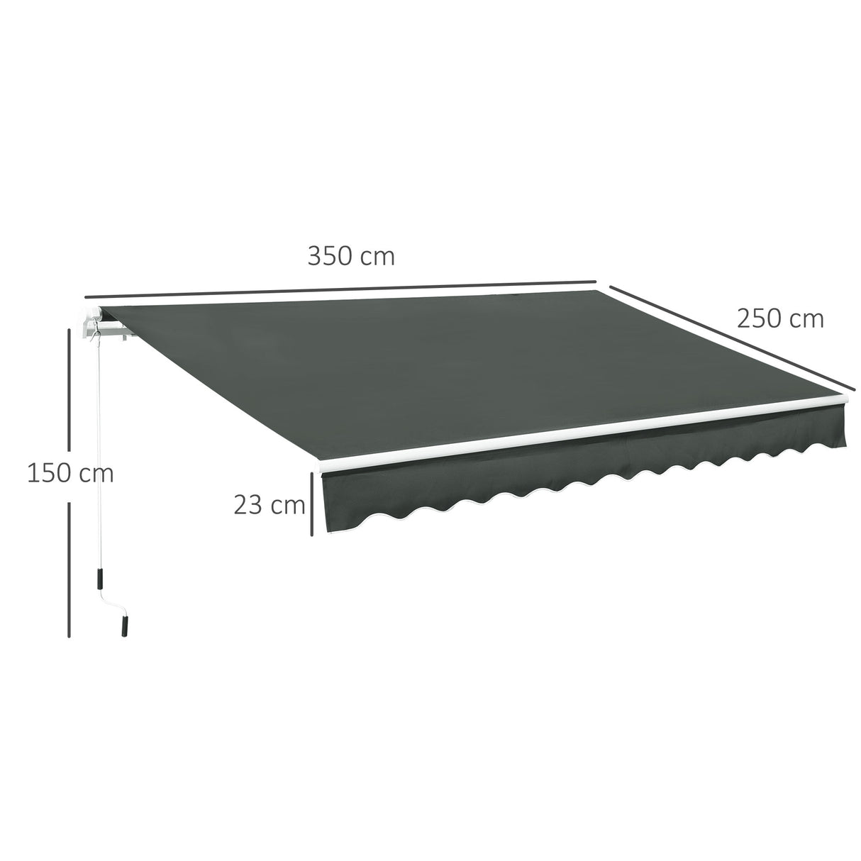 Outsunny 3.5M x 2.5M Manual Awning Canopy Retractable Sun Shade Shelter for Garden Patio