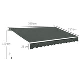 Outsunny 3.5M x 2.5M Manual Awning Canopy Retractable Sun Shade Shelter for Garden Patio
