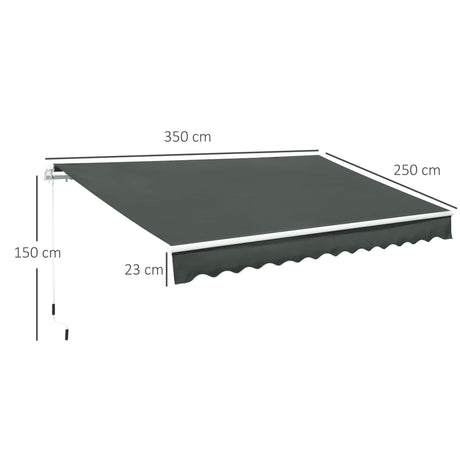 Outsunny 3.5M x 2.5M Manual Awning Canopy Retractable Sun Shade Shelter for Garden Patio