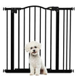 PawHut Metal 74-87cm Adjustable Pet Gate Safety Barrier w/ Auto-Close Door Black