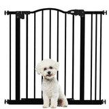 PawHut Metal 74-87cm Adjustable Pet Gate Safety Barrier w/ Auto-Close Door Black