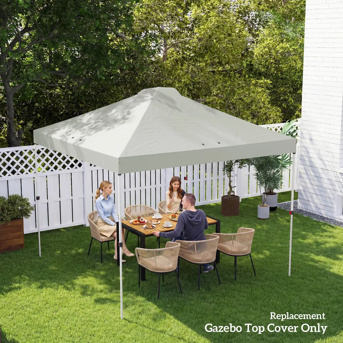Outsunny Gazebo Roof Replacement UV50+ Waterproof Pop Up Canopy Cover with 8 Drainage Holes 3 x 3 m White