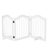 PawHut 3 Panels Dog Gate w/ Support Feet Fence Safety Barrier Freestanding Wood White