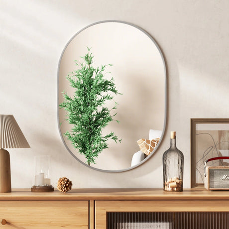 Runway Oval Bathroom Mirror with Shatter-Proof Film and Expansion Screws