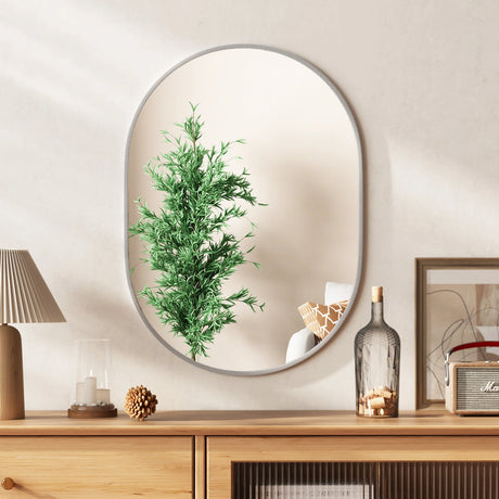 Runway Oval Bathroom Mirror with Shatter-Proof Film and Expansion Screws