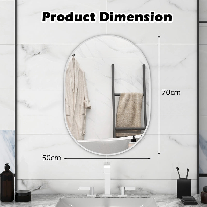 Runway Oval Bathroom Mirror with Shatter-Proof Film and Expansion Screws