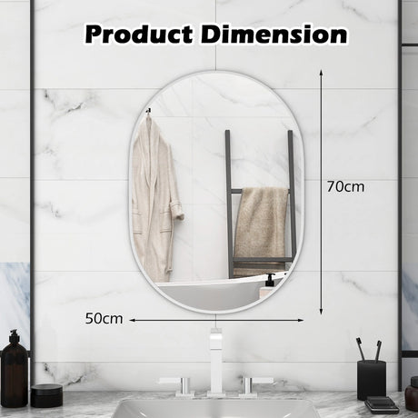 Runway Oval Bathroom Mirror with Shatter-Proof Film and Expansion Screws