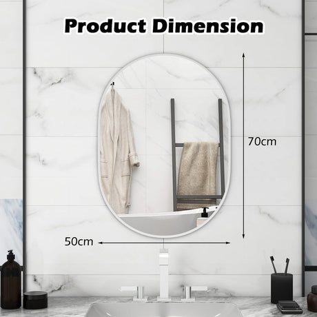 Runway Oval Bathroom Mirror with Shatter-Proof Film and Expansion Screws