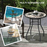 Outsunny Φ60 Garden Table, with Glass Printed Tabletop - Brown