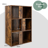 Freestanding 3-tier Bookshelf with 6 Compartments for Living Room/Bedroom-Coffee