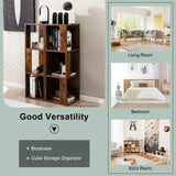 Freestanding 3-tier Bookshelf with 6 Compartments for Living Room/Bedroom-Coffee