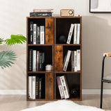 Freestanding 3-tier Bookshelf with 6 Compartments for Living Room/Bedroom-Coffee