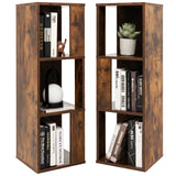 Freestanding 3-tier Bookshelf with 6 Compartments for Living Room/Bedroom-Coffee