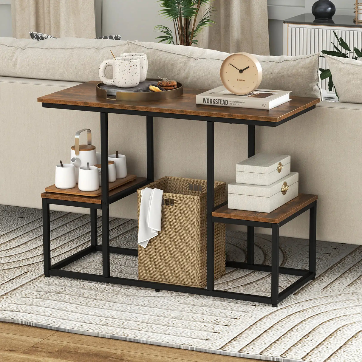 Rustic TV Console Table for 50 Inches TVs-Rustic Brown
