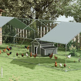 PawHut Chicken Coop, Wooden Outdoor Hen House with Nesting Box, Openable Waterproof Top, Pull-Out Tray, 150 x 100 x 97cm