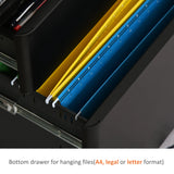 Vinsetto Lockable Cabinet, Rolling Filing Cabinet with 3 Drawers, Steel Office Drawer Unit for A4, Letter, Legal Sized Files