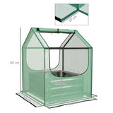 Outsunny 61 x 61cm Garden Planter Bed, with Mini Greenhouse - Green and Silver