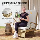 Outsunny 80 Reclining Rattan Lounger - White/Beige