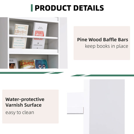 HOMCOM Bookcase, 4 Tier Wall Mounted Bookshelf, 15cm Depth Storage Shelving Rack for Bedroom Nursery Office Home, Accessories Supplies, White