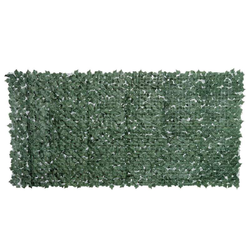 Outsunny 1-Piece Artificial Leaf Hedge Screen Privacy Fence Panel for Garden Outdoor Indoor Decor, Dark Green, 3M x 1.5M