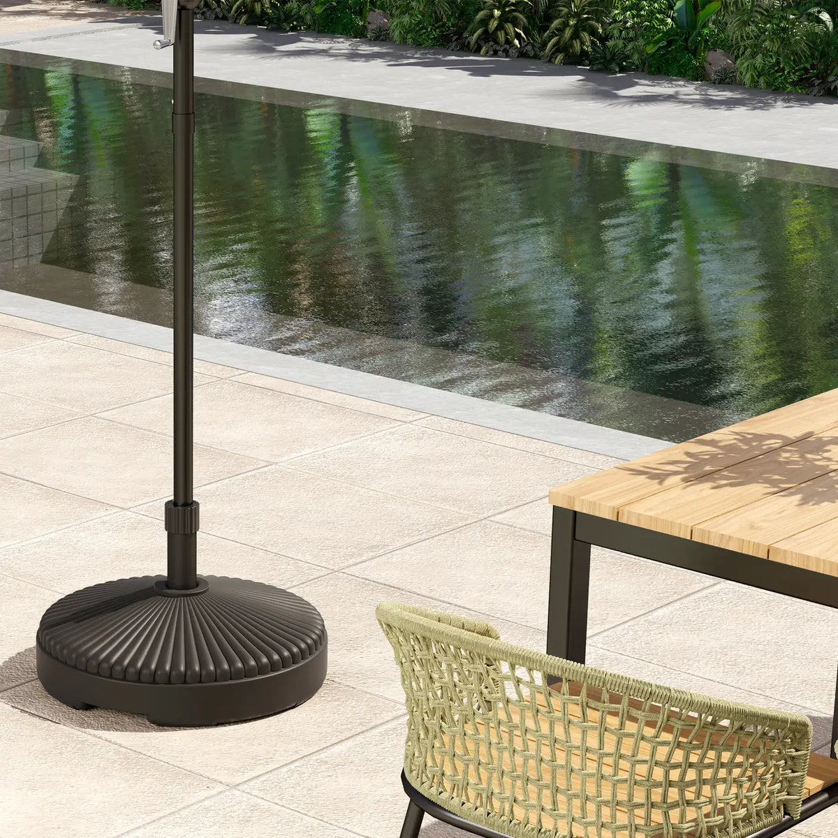 Outsunny Garden Parasol Base Holder, 28kg Sand Filled, 23kg Water Filled, Sun Umbrella Base, 55 x 30H cm Black