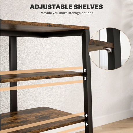 HOMCOM HiFi Stand, with Four Storage Shelves - Rustic Brown