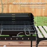 Outsunny Charcoal Barbecue Grill with Adjustable Grill Height, Portable BBQ Trolley with Ash Catcher and Wheels for Outdoor Garden Party Cooking, Black