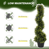 Outsunny 90cm/3FT Artificial Trees, Spiral Topiary Trees w/ Pot Set Of 2, Fake Indoor Greenery Plant Home Office Garden Decor Green