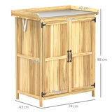 Outsunny 43 x 74cm Fir Wood Shed, with Metal Worktop - Natural Finish