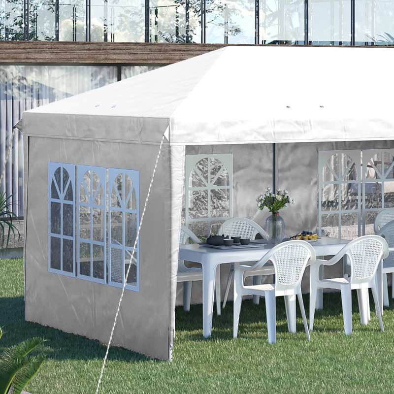 Outsunny 3 x 6m Pop Up Gazebo, Height Adjustable Marquee Party Tent with Sidewalls and Storage Bag, White