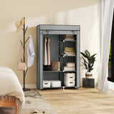HOMCOM Fabric Wardrobe, Portable Wardrobe with 6 Shelves, 1 Hanging Rail, Foldable Closets, 103 x 43 x 162.5 cm, Light Grey