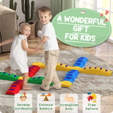 AIYAPLAY 12-Piece Kids Balance Beam Stepping Stones, with Non-Slip Foot Pads, Multicoloured