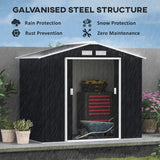 Outsunny 7 x 4ft Weatherproof Shed, Outdoor Bike Storage Shed with Ventilation Slots, Foundation Kit and Lockable Double Doors, Dark Grey