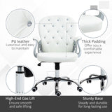 Vinsetto Office Chair Ergonomic 360 Swivel PU Diamante Padded Base 5 Castor Wheels for Home Work White