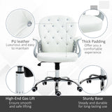 Vinsetto Office Chair Ergonomic 360 Swivel PU Diamante Padded Base 5 Castor Wheels for Home Work White