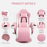 HOMCOM Manual Recliner Armchair PU Leather Lounge Chair w Adjustable Leg Rest, 135 Reclining Function, 360 Swivel, Pink