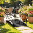 Outsunny 1.2M Metal Garden Bridge with Safety Railings, Outdoor Pond Bridge, Arch Decorative Footbridge for Creek Stream