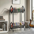 HOMCOM 50 CD Storage Rack, 2-Tier Metal CD Storage Unit, Free Standing, Easy to Assemble, Black