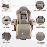 HOMCOM Manual Recliner Armchair PU Leather Lounge Chair w/ Adjustable Leg Rest, 135 Reclining Function, 360 Swivel, Grey